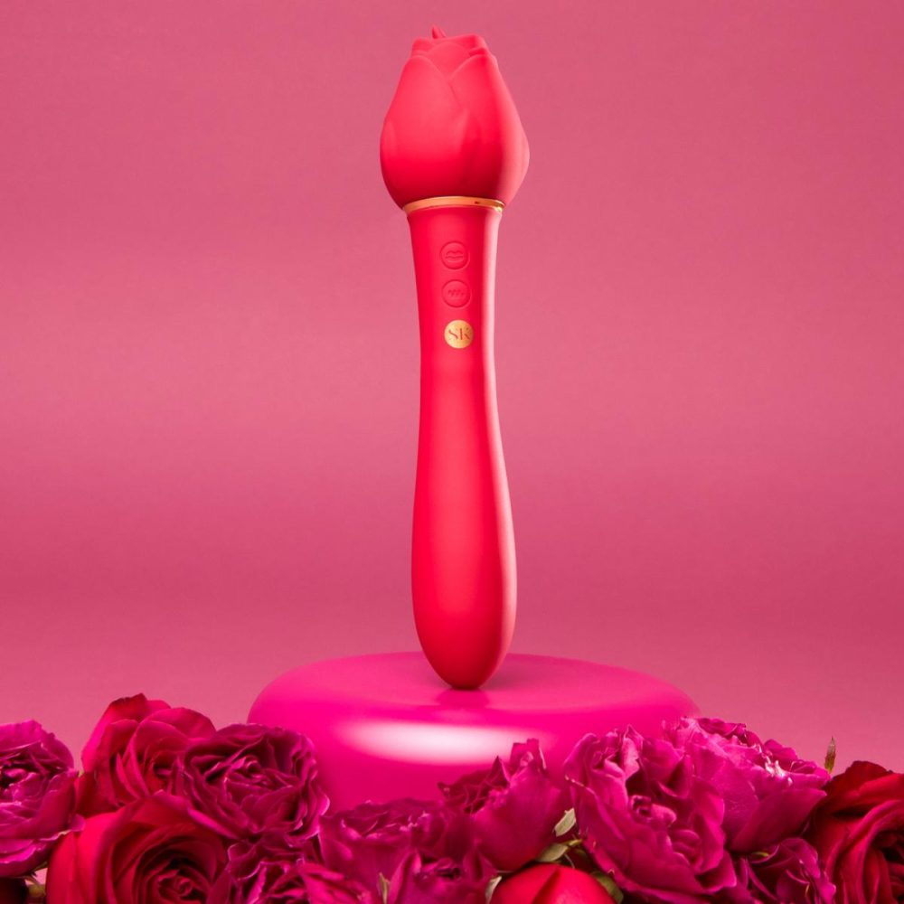 G-Spot Vibrators | Rosegasm Lingo Rechargeable Silicone Double Ended Licking Vibrator