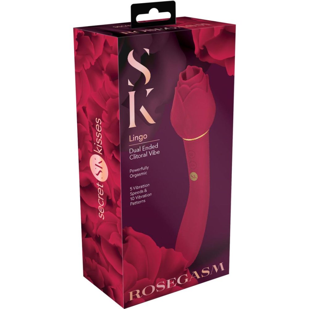 G-Spot Vibrators | Rosegasm Lingo Rechargeable Silicone Double Ended Licking Vibrator