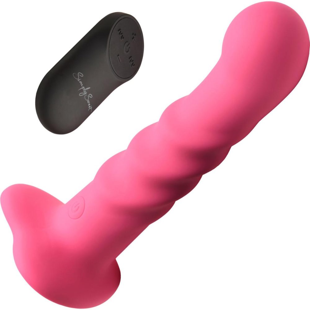 G-Spot Vibrators | Simply Sweet 21X Vibrating Ribbed Rechargeable Silicone G-Spot Vibrator With Remote – Pink