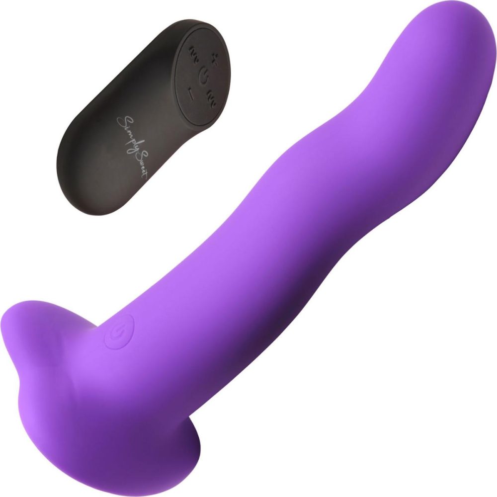 G-Spot Vibrators | Simply Sweet 21X Vibrating Wavy Rechargeable Silicone G-Spot Vibrator With Remote – Purple