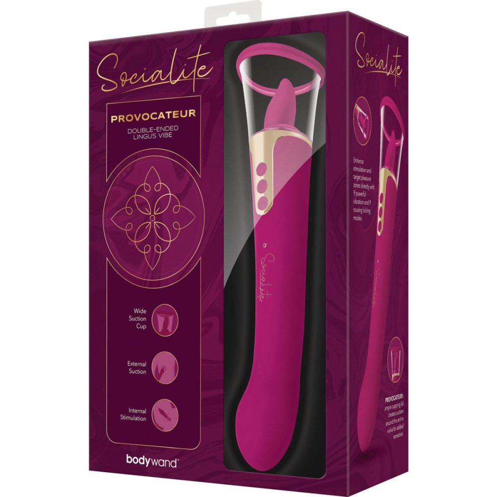 G-Spot Vibrators | Socialite PROVOCATEUR Rechargeable Silicone Double Ended Lingus Vibrator – Pink