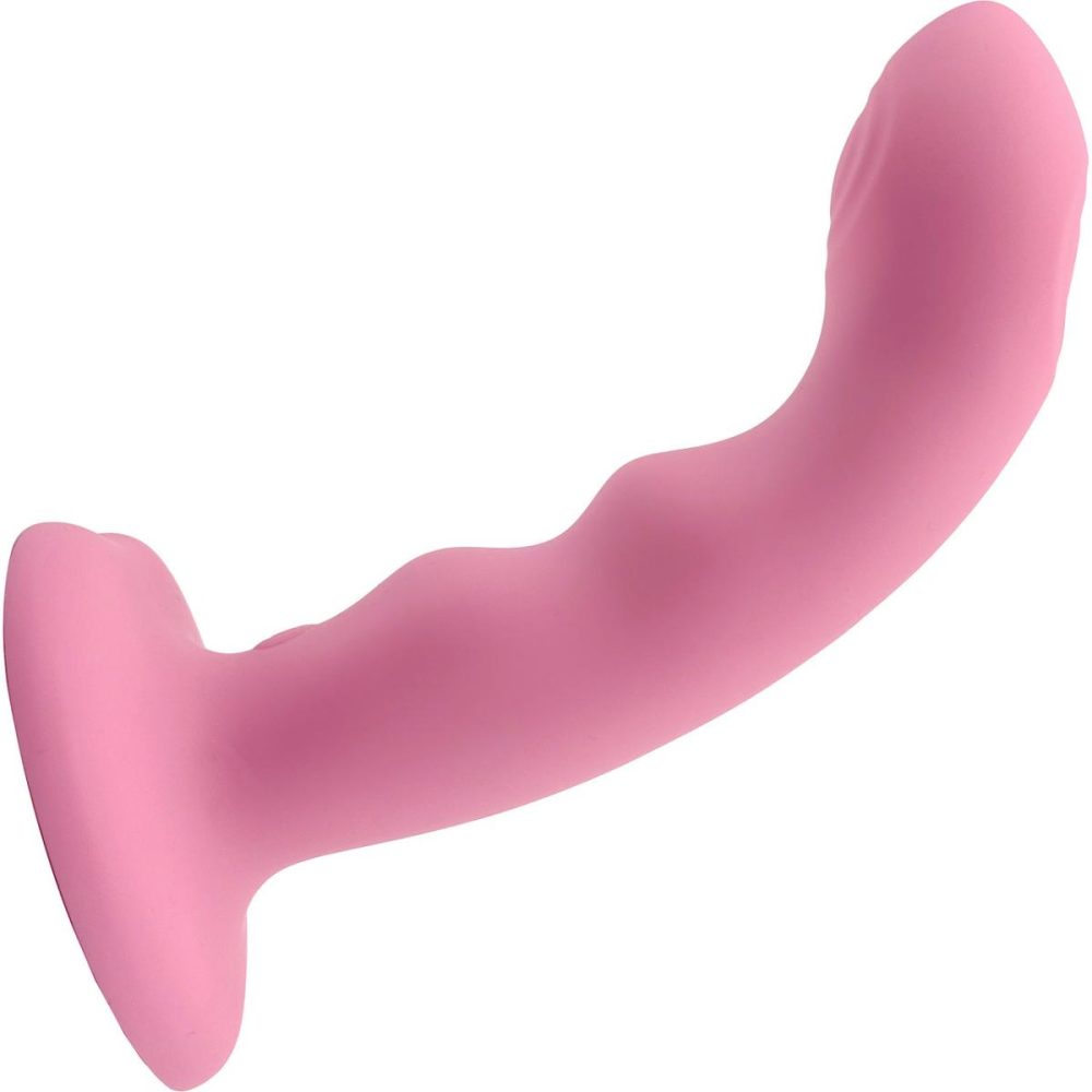 G-Spot Vibrators | Strap-on-Me Tapping Dildo Wave Rechargeable Waterproof Silicone Vibrating Suction Cup Dildo – Coral Pink