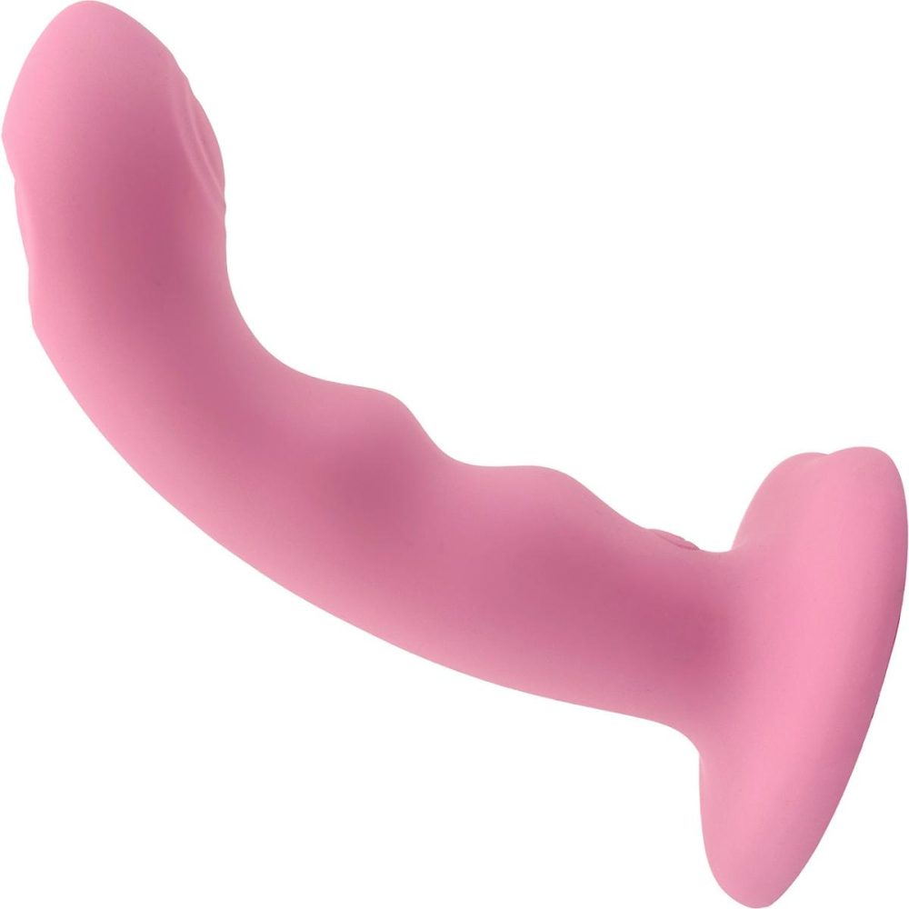 G-Spot Vibrators | Strap-on-Me Tapping Dildo Wave Rechargeable Waterproof Silicone Vibrating Suction Cup Dildo – Coral Pink