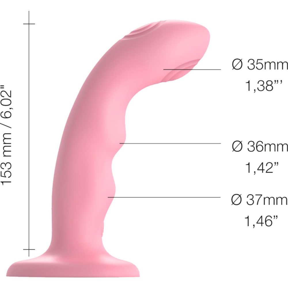 G-Spot Vibrators | Strap-on-Me Tapping Dildo Wave Rechargeable Waterproof Silicone Vibrating Suction Cup Dildo – Coral Pink