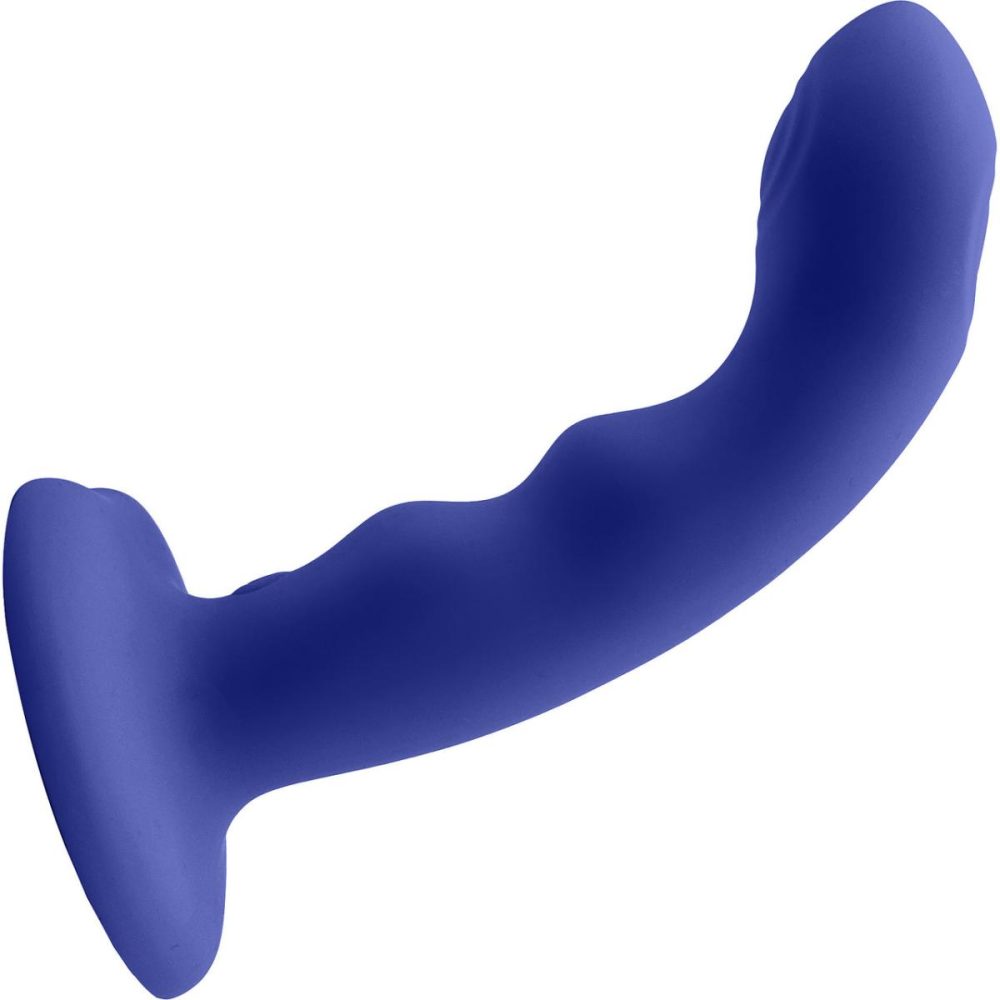 G-Spot Vibrators | Strap-on-Me Tapping Dildo Wave Rechargeable Waterproof Silicone Vibrating Suction Cup Dildo – Night Blue