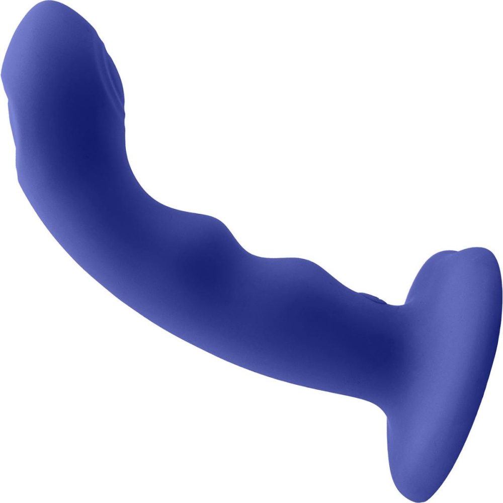 G-Spot Vibrators | Strap-on-Me Tapping Dildo Wave Rechargeable Waterproof Silicone Vibrating Suction Cup Dildo – Night Blue