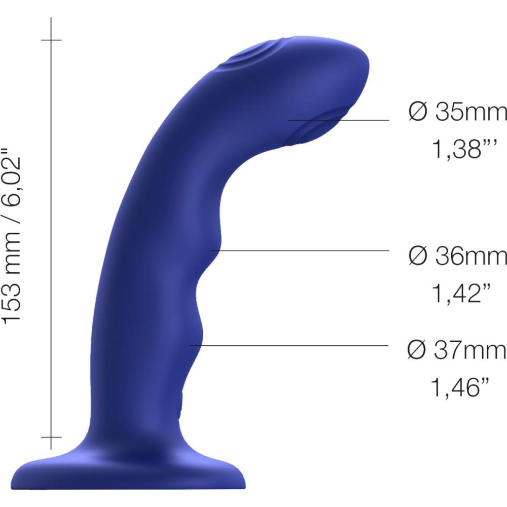 G-Spot Vibrators | Strap-on-Me Tapping Dildo Wave Rechargeable Waterproof Silicone Vibrating Suction Cup Dildo – Night Blue