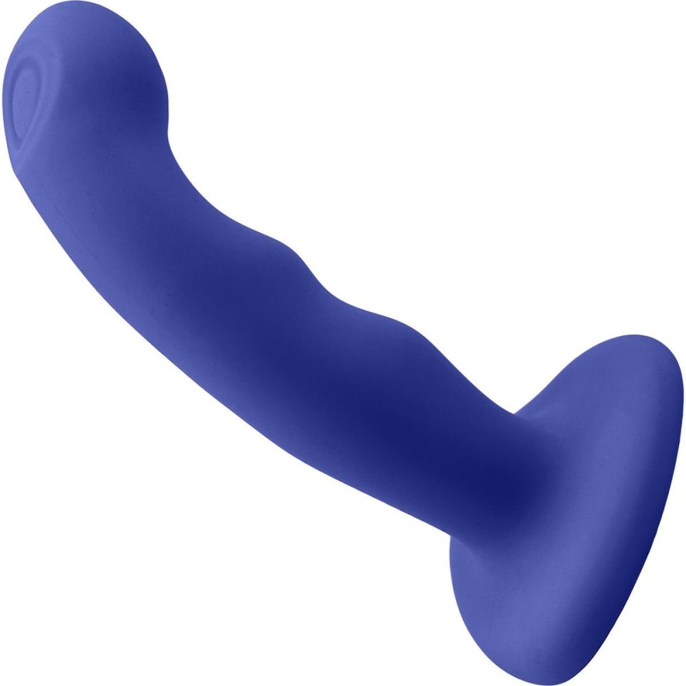 G-Spot Vibrators | Strap-on-Me Tapping Dildo Wave Rechargeable Waterproof Silicone Vibrating Suction Cup Dildo – Night Blue