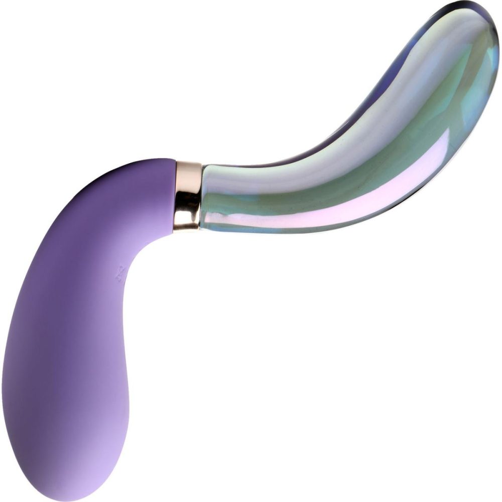 G-Spot Vibrators | Vibra-Glass 10X Pari Rechargeable Silicone & Glass Dual Ended Wavy G-Spot Vibrator – Purple