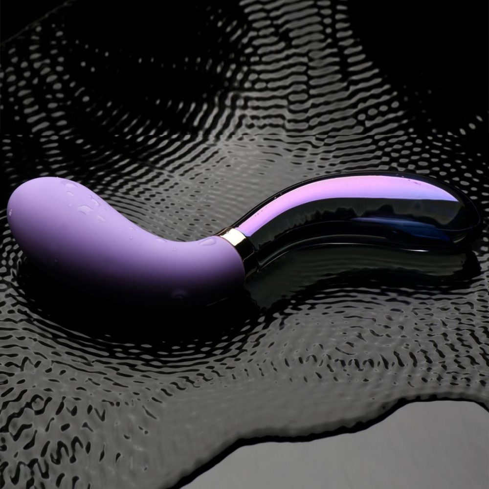 G-Spot Vibrators | Vibra-Glass 10X Pari Rechargeable Silicone & Glass Dual Ended Wavy G-Spot Vibrator – Purple