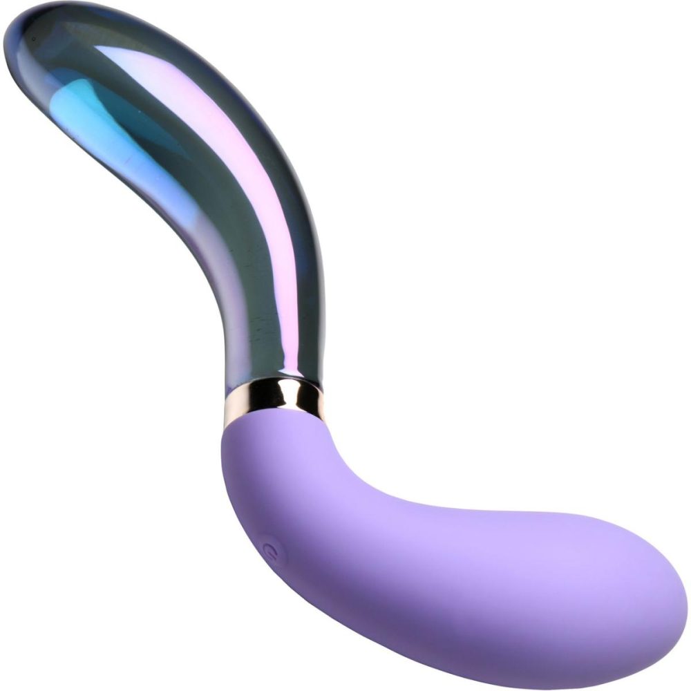 G-Spot Vibrators | Vibra-Glass 10X Pari Rechargeable Silicone & Glass Dual Ended Wavy G-Spot Vibrator – Purple