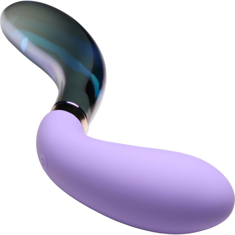 G-Spot Vibrators | Vibra-Glass 10X Pari Rechargeable Silicone & Glass Dual Ended Wavy G-Spot Vibrator – Purple