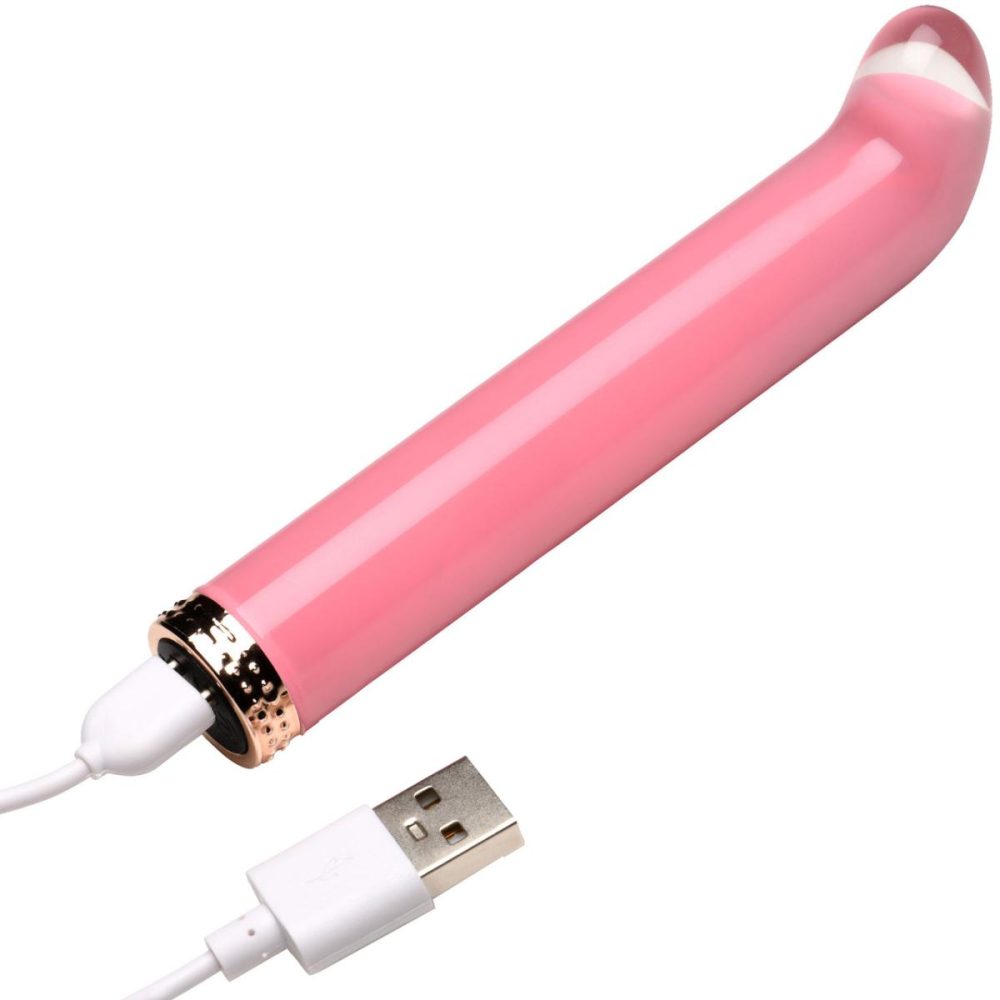 G-Spot Vibrators | Vibra-Glass 10X Rechargeable Mini G-Spot Glass Vibrator – Pink