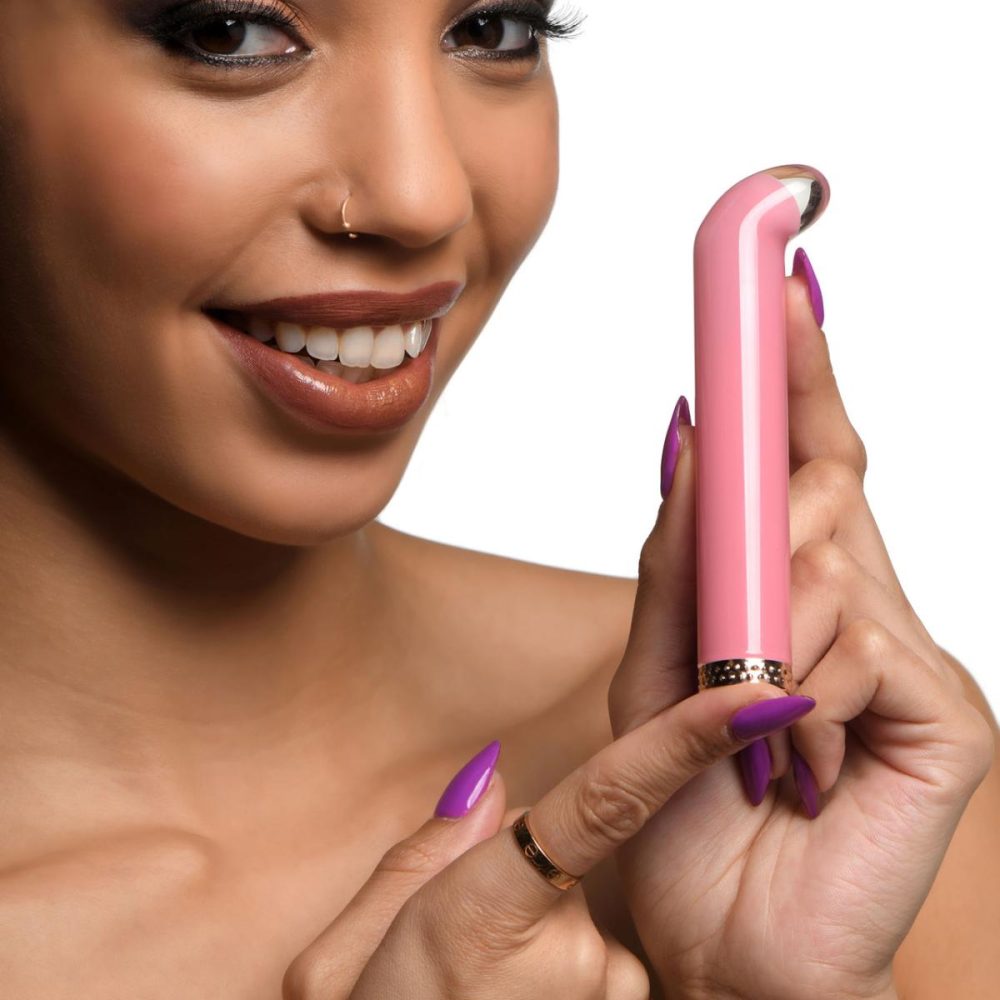 G-Spot Vibrators | Vibra-Glass 10X Rechargeable Mini G-Spot Glass Vibrator – Pink