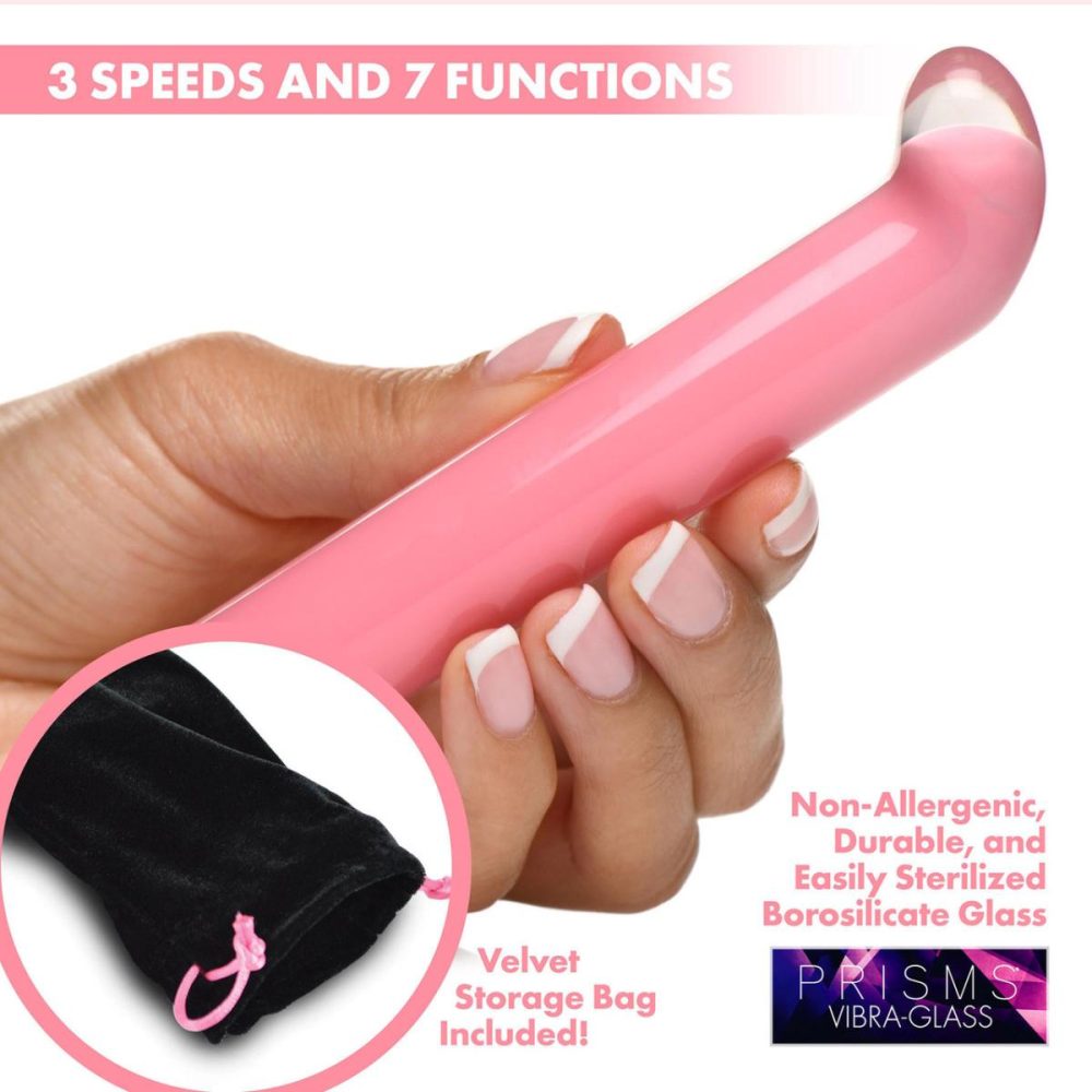 G-Spot Vibrators | Vibra-Glass 10X Rechargeable Mini G-Spot Glass Vibrator – Pink