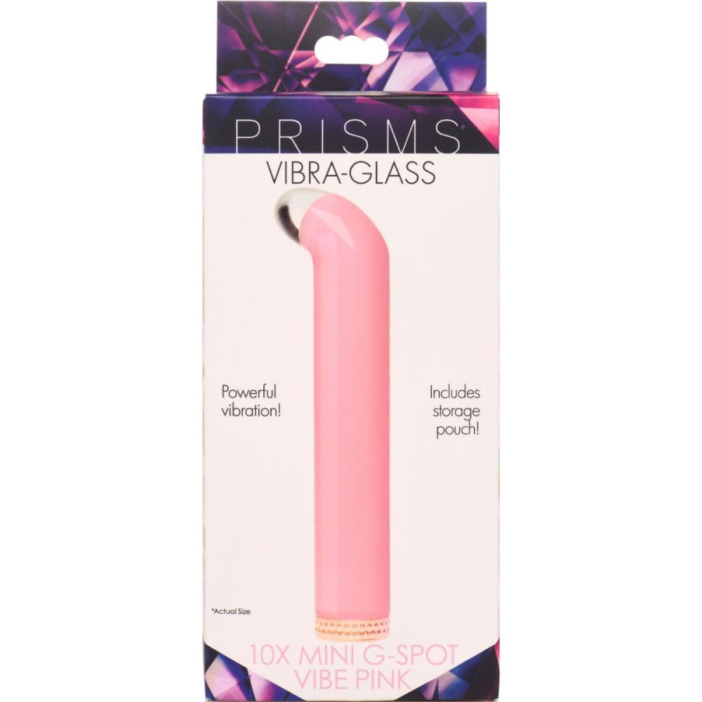 G-Spot Vibrators | Vibra-Glass 10X Rechargeable Mini G-Spot Glass Vibrator – Pink