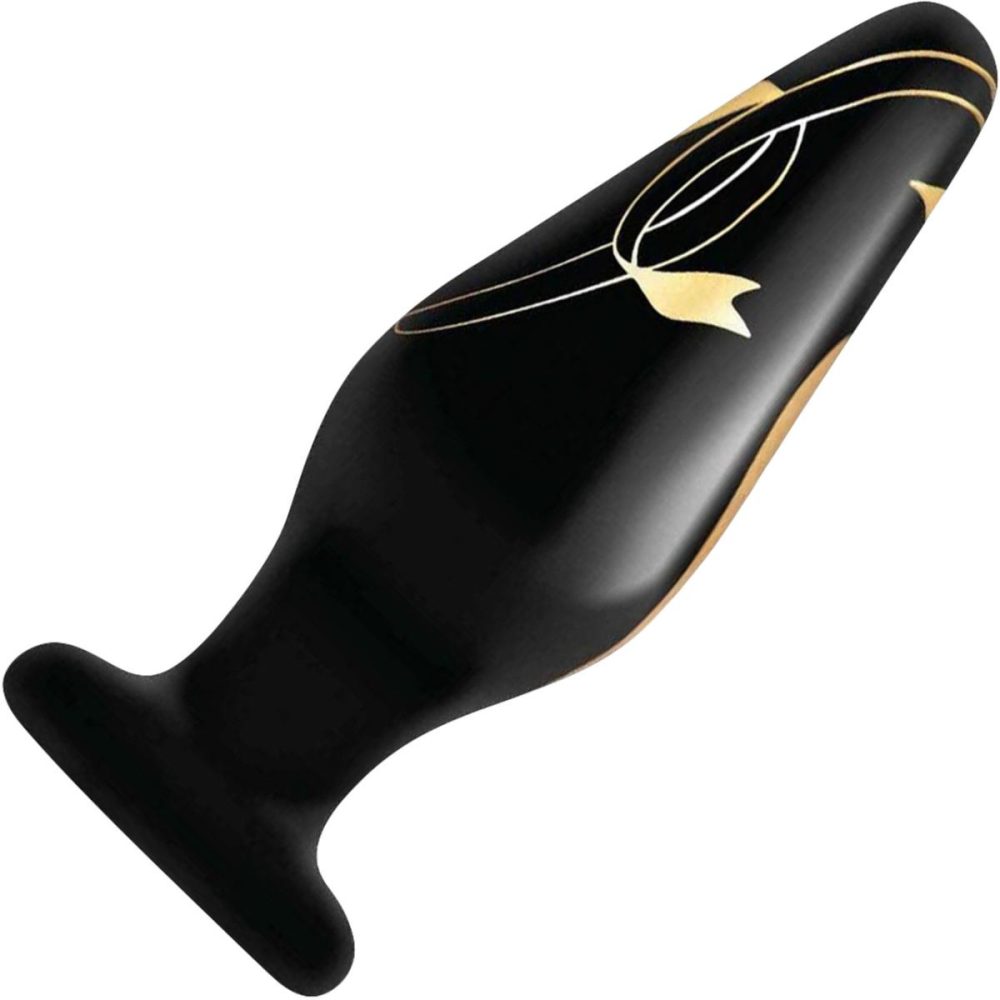 Glass & Ceramic Anal Toys | Handblown Glass Anal Plug 4.5" Advanced – Black & Gold