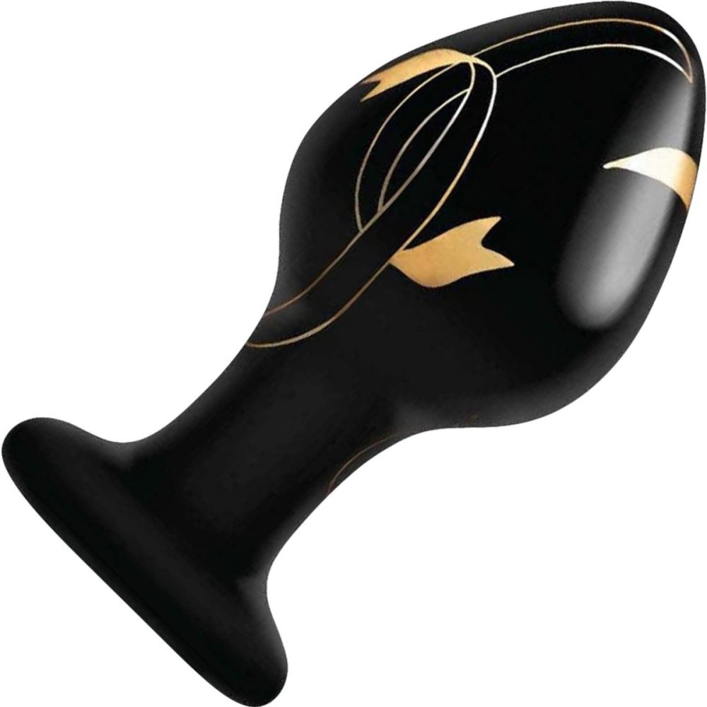 Glass & Ceramic Anal Toys | Handblown Glass Anal Plug 3.5" – Black & Gold