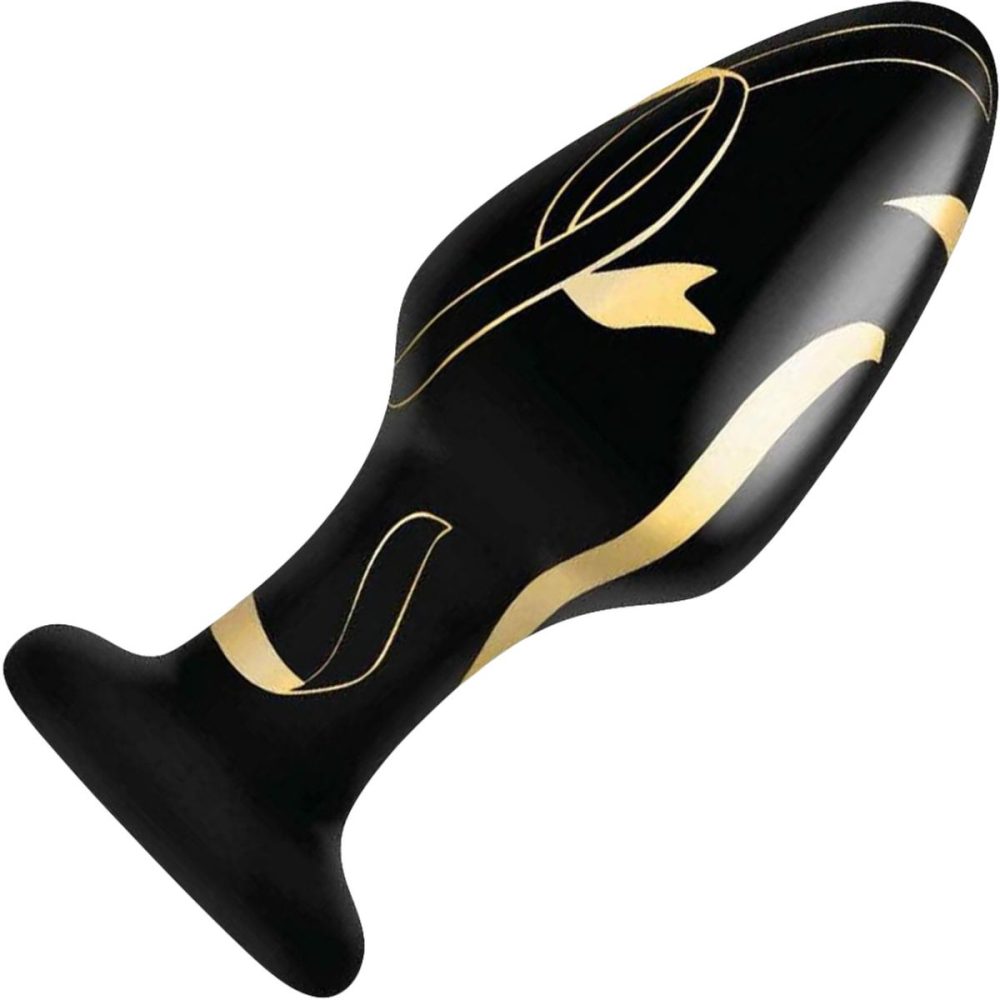 Glass & Ceramic Anal Toys | Handblown Glass Anal Plug 4" – Black & Gold