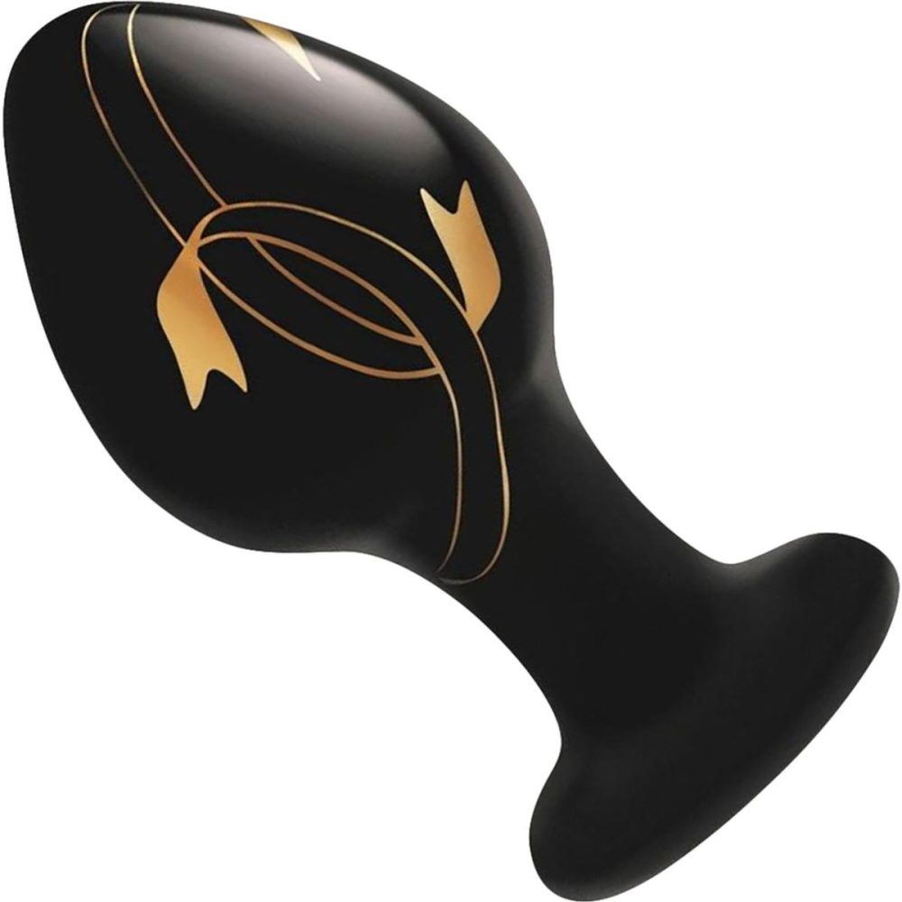 Glass & Ceramic Anal Toys | Handblown Glass Anal Plug 3.5" – Black & Gold