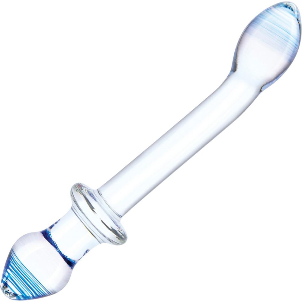 Glass & Ceramic Anal Toys | 9.5" Double Play Dual-Ended Glass Dildo & Butt Plug – Clear & Blue