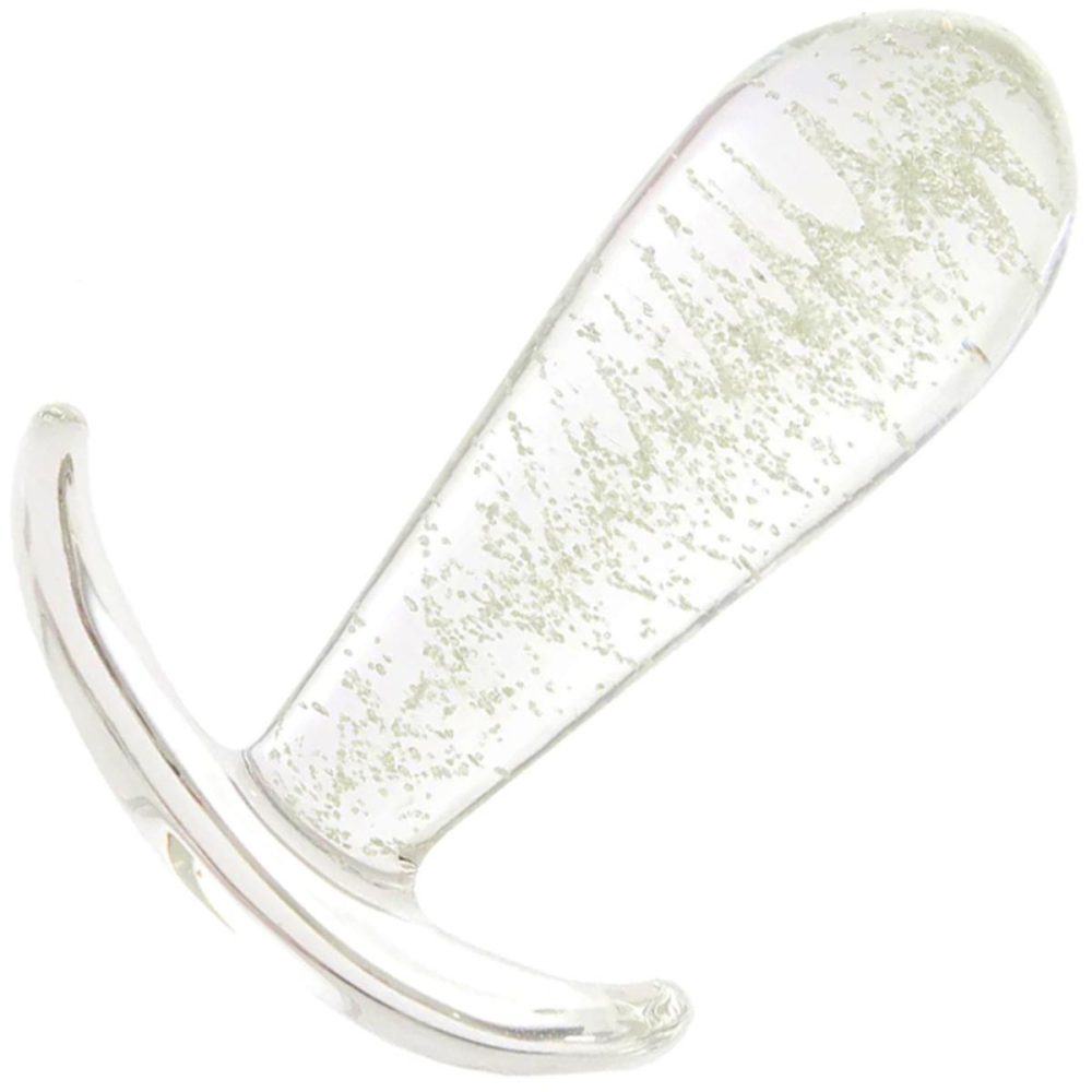 Glass & Ceramic Anal Toys | 3.5" Glow In The Dark Glass Butt Plug With Curved Base