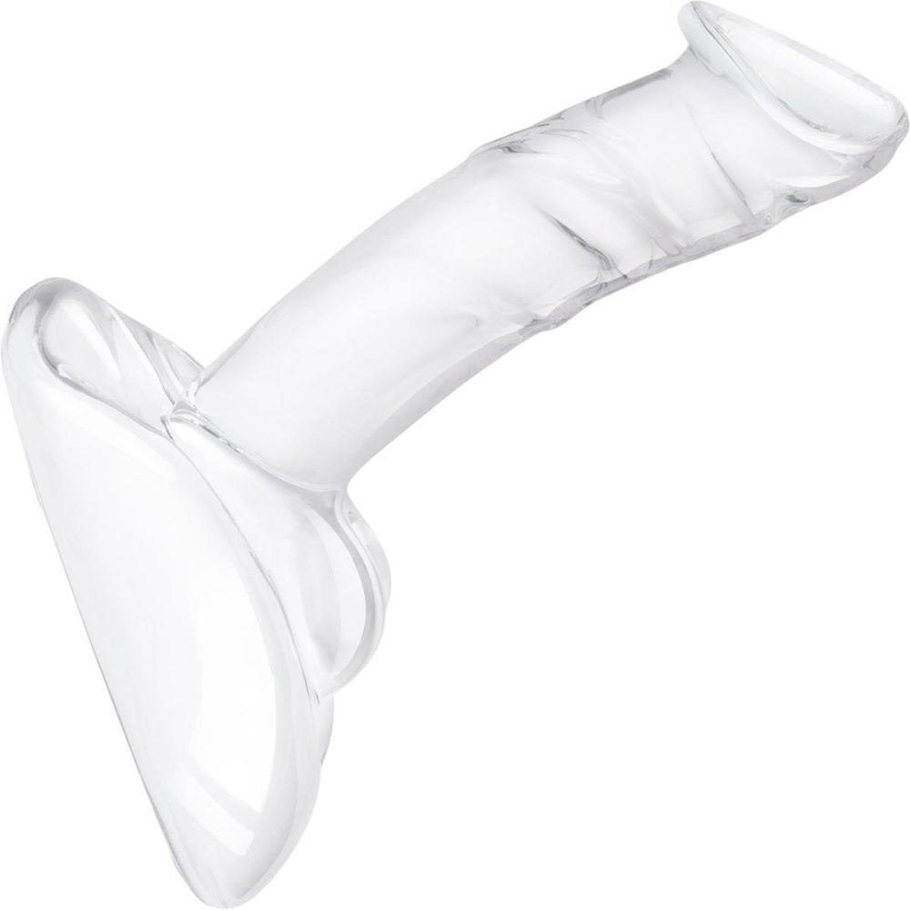 Glass & Ceramic Anal Toys | 7.5" Rideable Standing Glass Cock Dildo With Stability Base & Balls – Clear