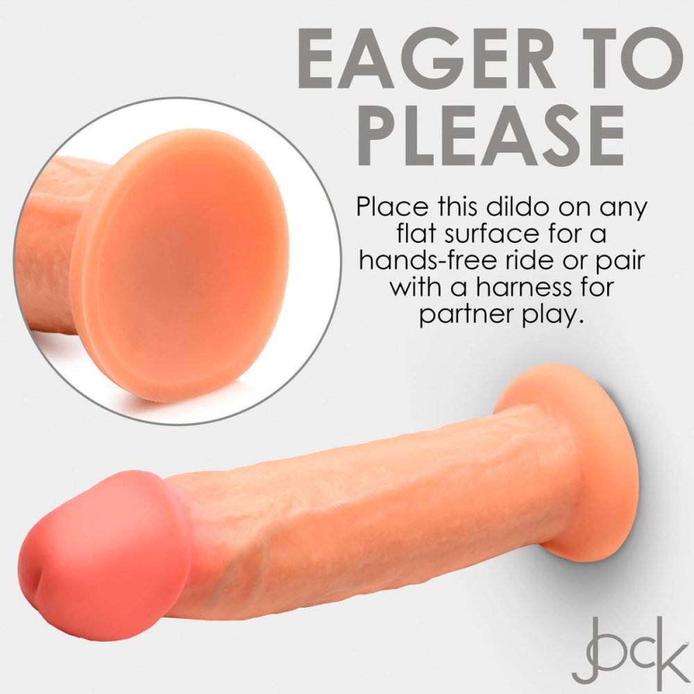 Harness Compatible Dildos | Jock Dual Density 8.5" Real Skin Realistic Silicone Suction Cup Dildo – Vanilla