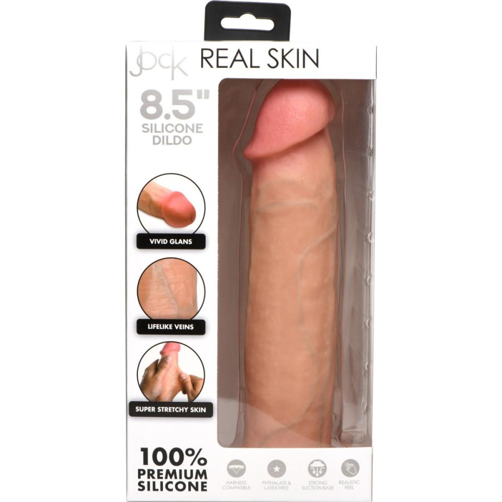 Harness Compatible Dildos | Jock Dual Density 8.5" Real Skin Realistic Silicone Suction Cup Dildo – Vanilla