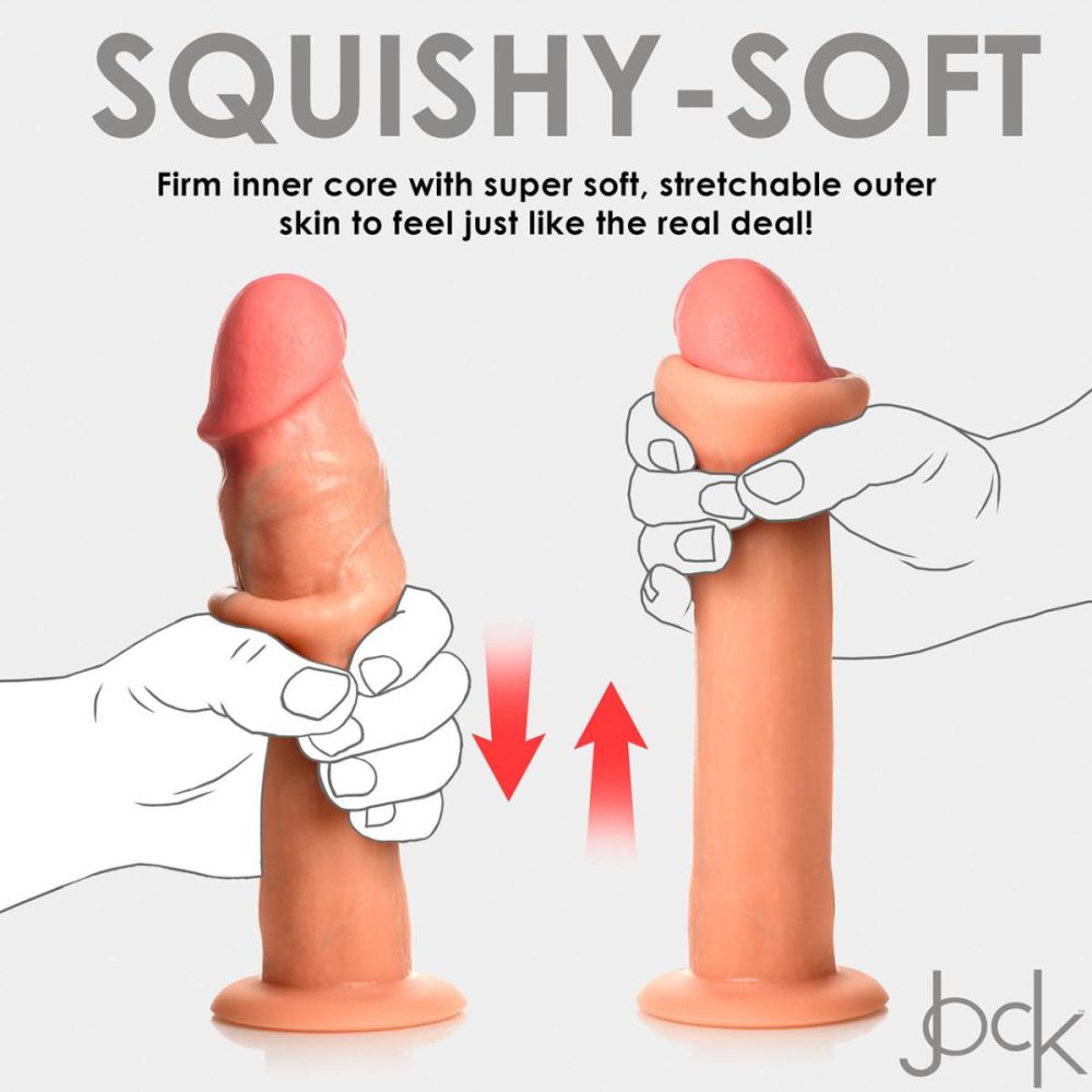 Harness Compatible Dildos | Jock Dual Density 8.5" Real Skin Realistic Silicone Suction Cup Dildo – Vanilla