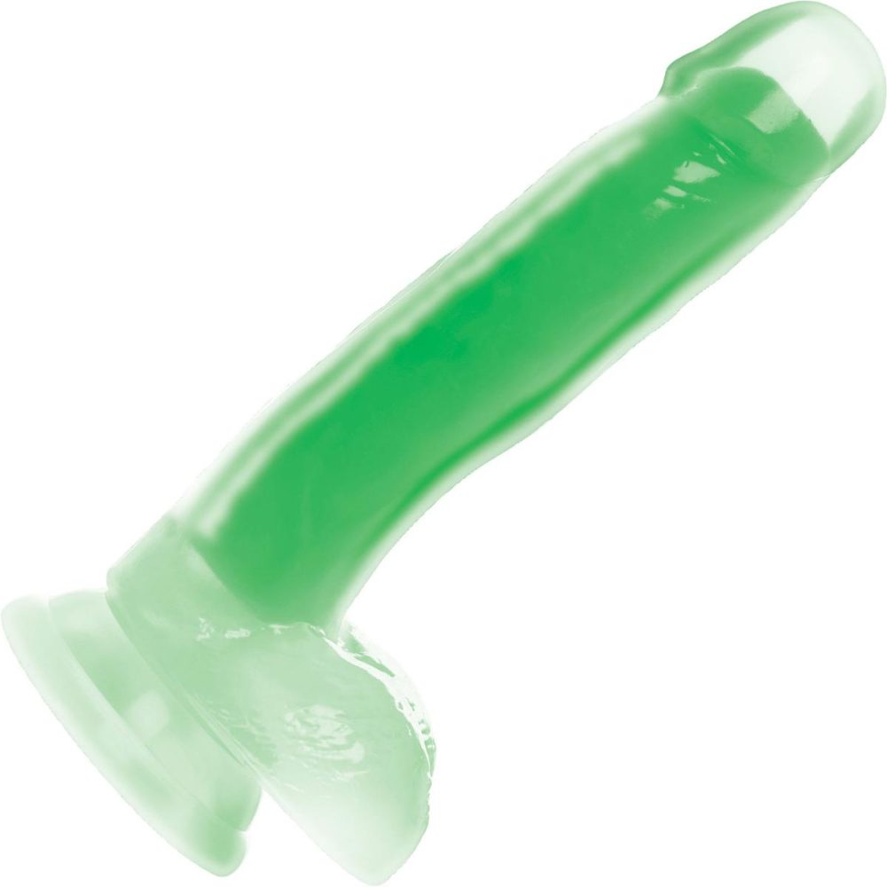 Harness Compatible Dildos | Lollicock Glow In The Dark 8.2" Silicone Suction Cup Dildo With Balls – Green