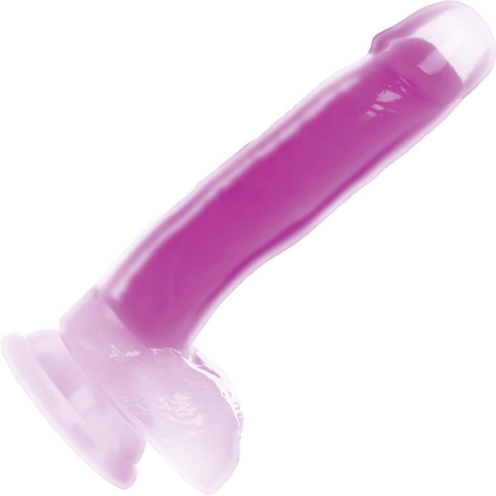 Harness Compatible Dildos | Lollicock Glow In The Dark 8.2" Silicone Suction Cup Dildo With Balls – Purple