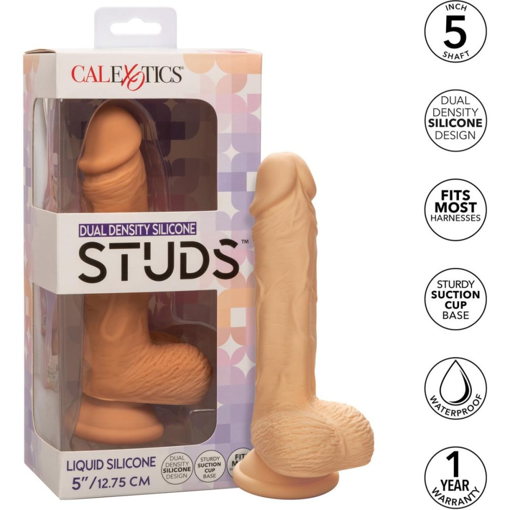 Harness Compatible Dildos | Silicone Studs Realistic 5" Suction Cup Dildo – Vanilla