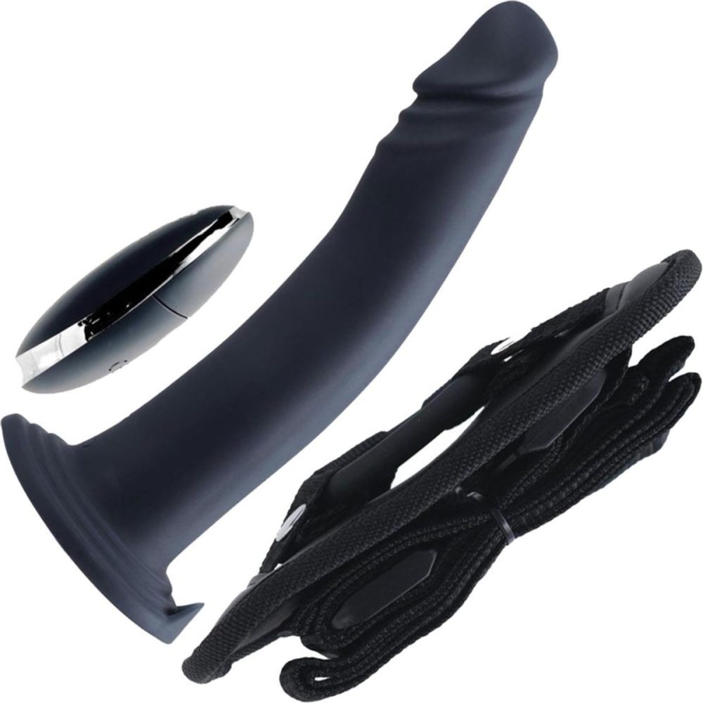 Harnesses, Straps & Handles | DIKI Silicone Rechargeable Vibrating Strap On kit With Harness & Remote VeDO – Just Black