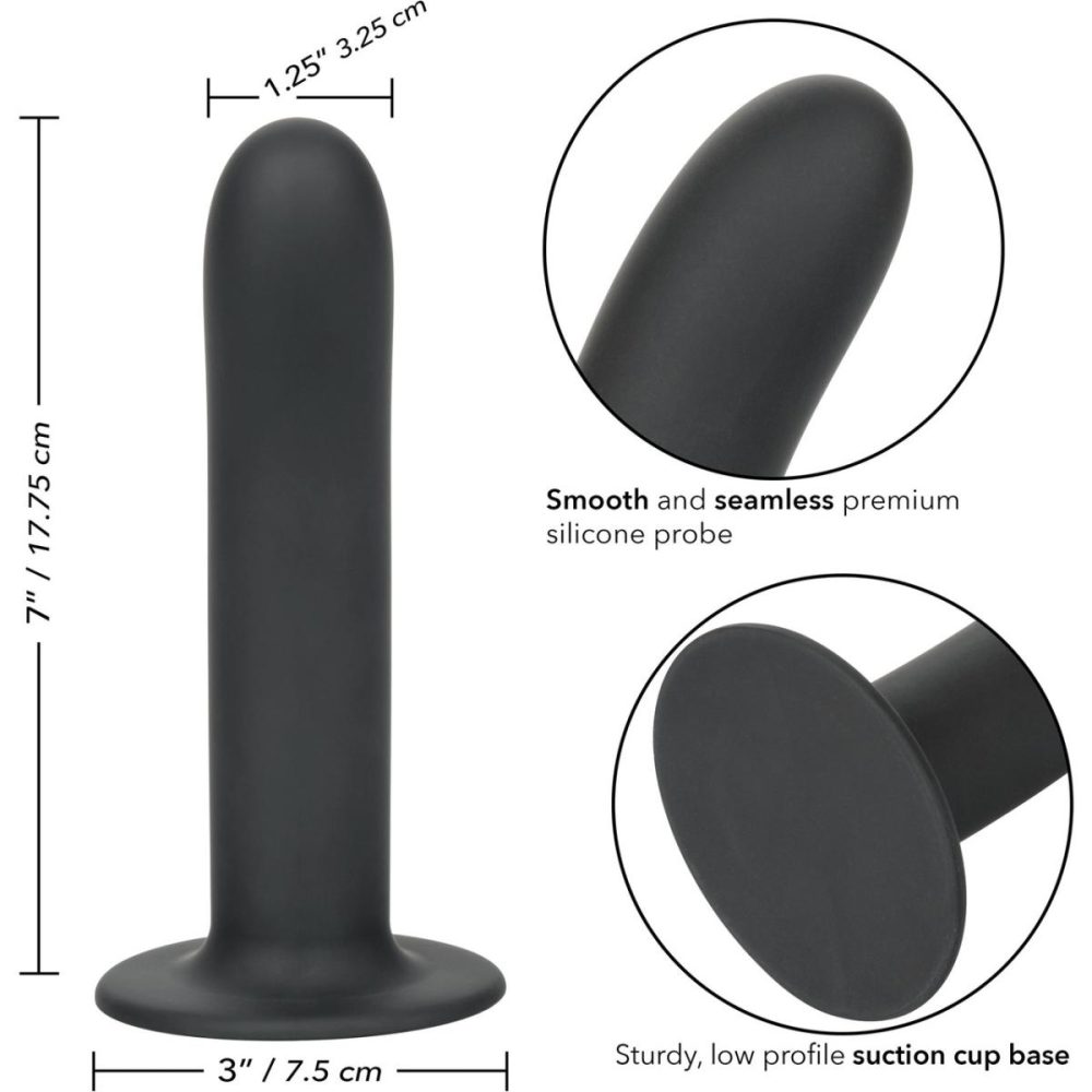 Non-Phallic Dildos | Boundless 7" Smooth Silicone Suction Cup Dildo – Black