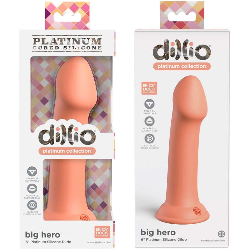 Non-Phallic Dildos | Dillio Platinum Big Hero Silicone 6" Suction Cup Dildo – Peach