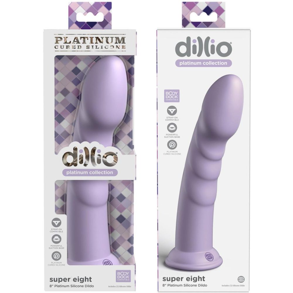 Non-Phallic Dildos | Dillio Platinum Super Eight Silicone 8" Suction Cup Dildo – Lavender