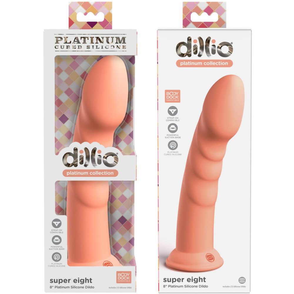 Non-Phallic Dildos | Dillio Platinum Super Eight Silicone 8" Suction Cup Dildo – Peach