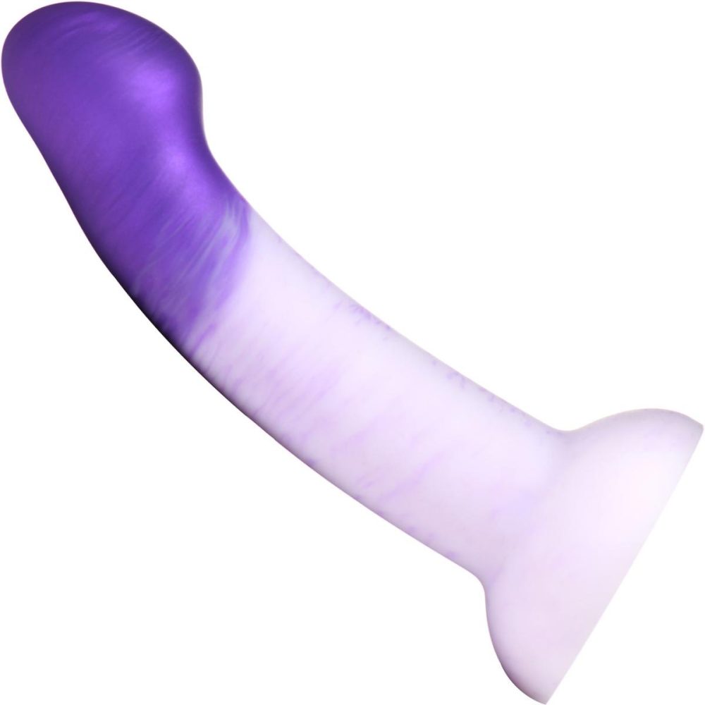 Non-Phallic Dildos | G-Swirl G-Spot 6.9" Silicone Suction Cup Dildo – Purple & White