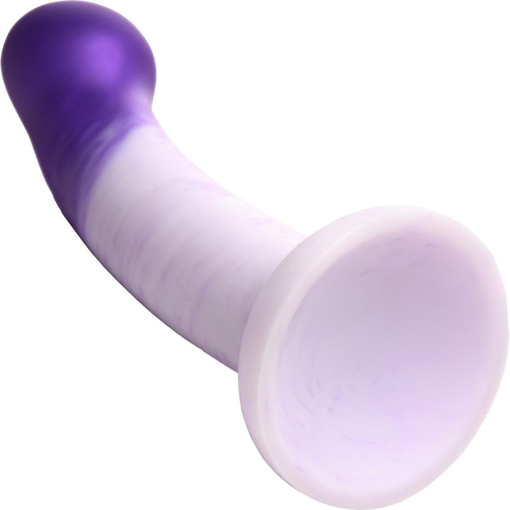 Non-Phallic Dildos | G-Swirl G-Spot 6.9" Silicone Suction Cup Dildo – Purple & White