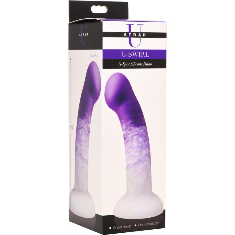 Non-Phallic Dildos | G-Swirl G-Spot 6.9" Silicone Suction Cup Dildo – Purple & White