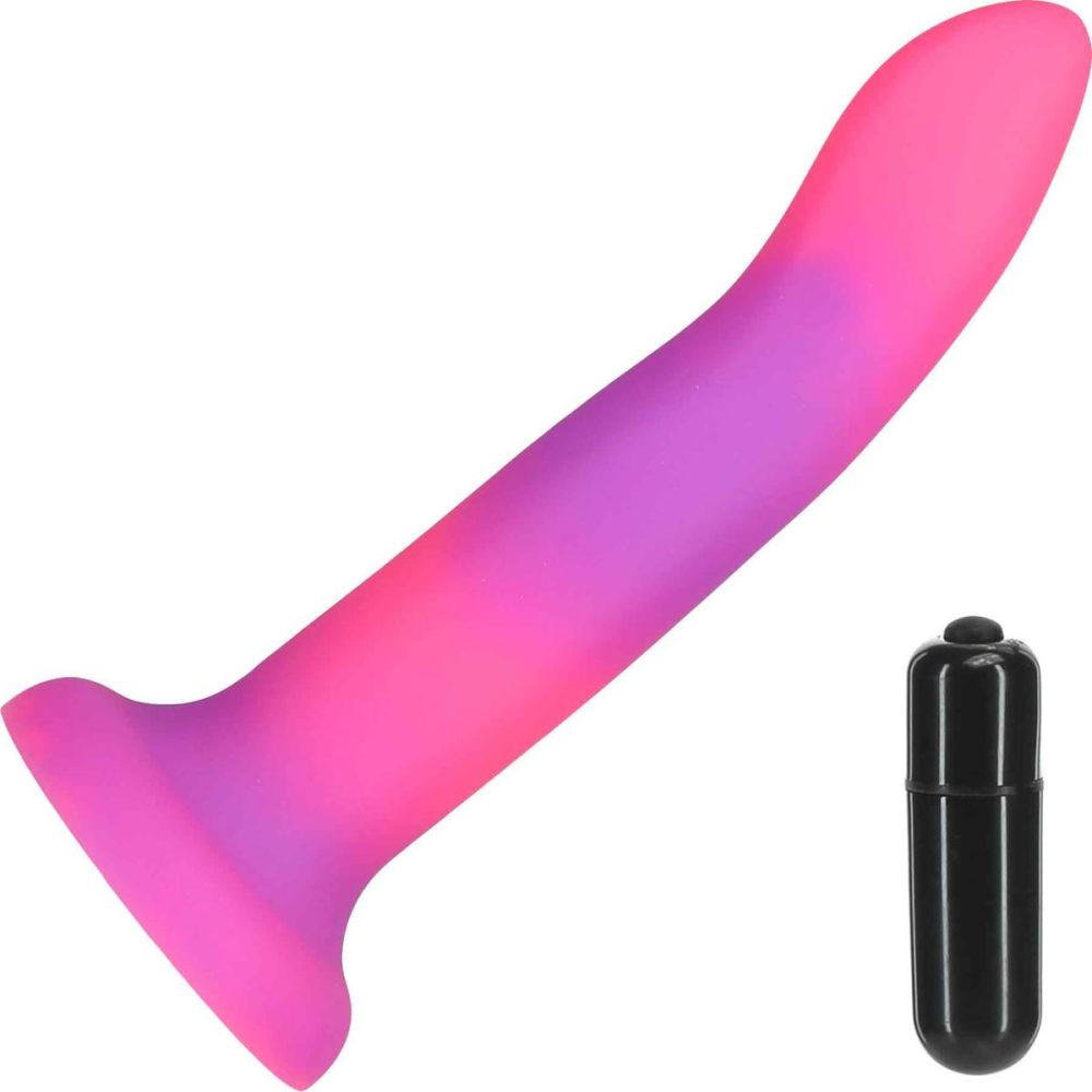 Non-Phallic Dildos | Rave Silicone 8" Glow In The Dark Bendable Suction Cup Dildo – Pink & Purple