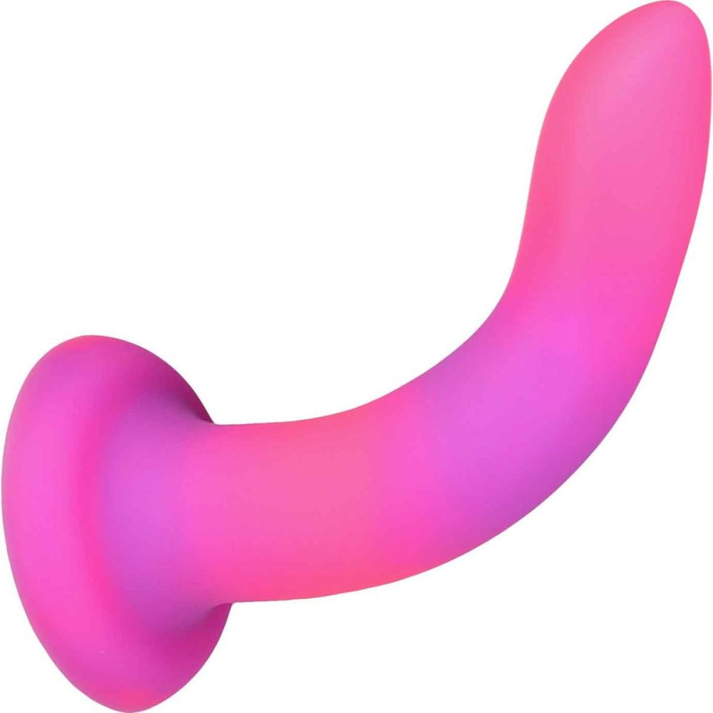 Non-Phallic Dildos | Rave Silicone 8" Glow In The Dark Bendable Suction Cup Dildo – Pink & Purple