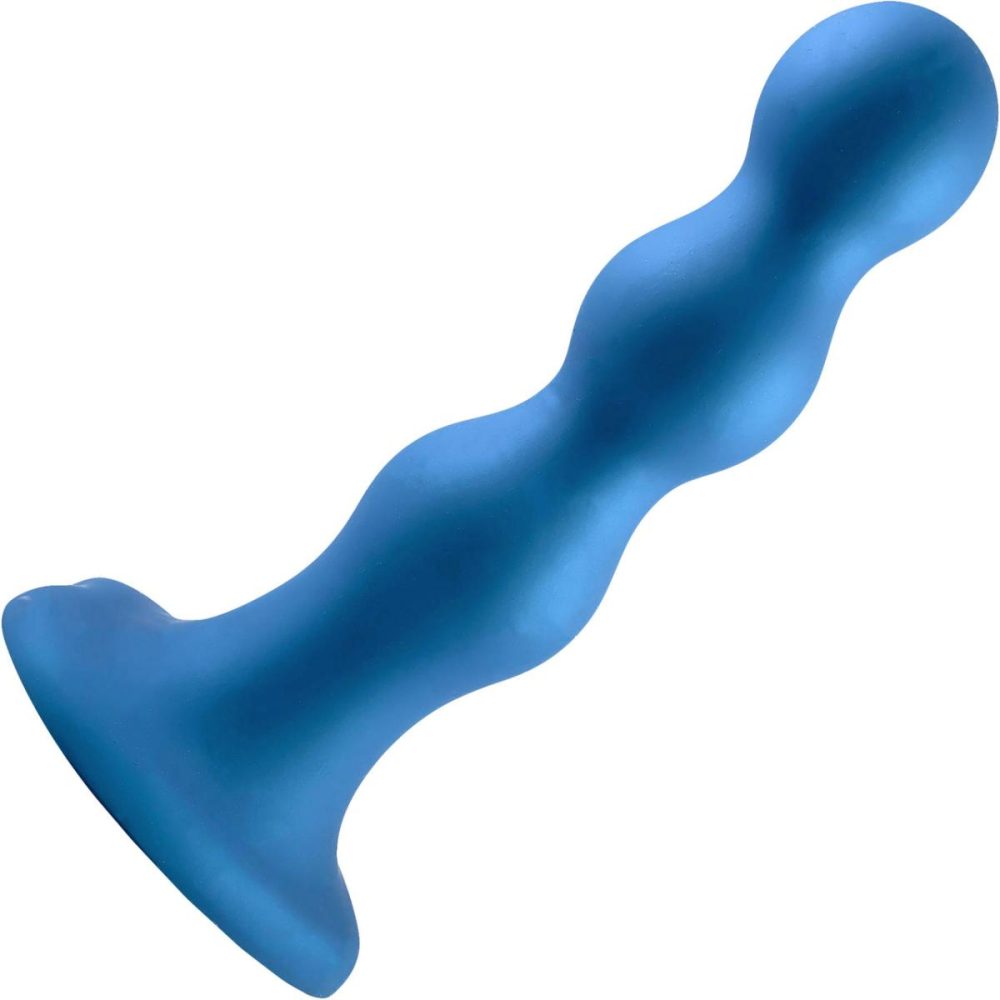 Non-Phallic Dildos | Strap-on-Me Hybrid Collection Ballsy Silicone Suction Cup Dildo – L Metallic Blue