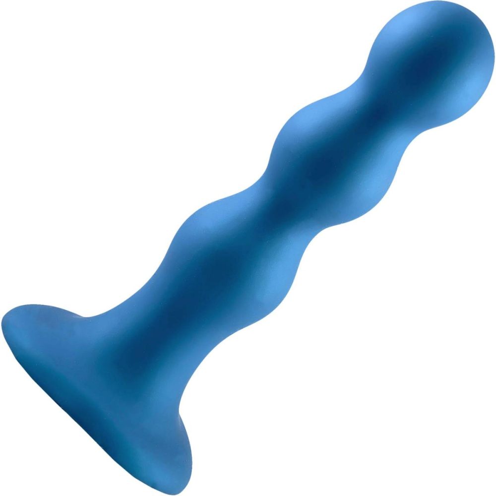 Non-Phallic Dildos | Strap-on-Me Hybrid Collection Ballsy Silicone Suction Cup Dildo – L Metallic Blue