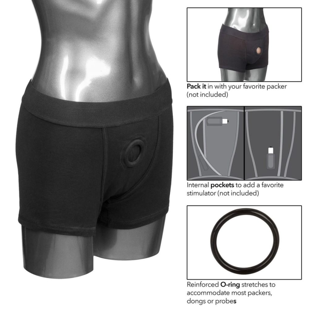 Panty & Brief Style Harnesses | Packer Gear Black Boxer Brief Packing Harness – Medium/Large