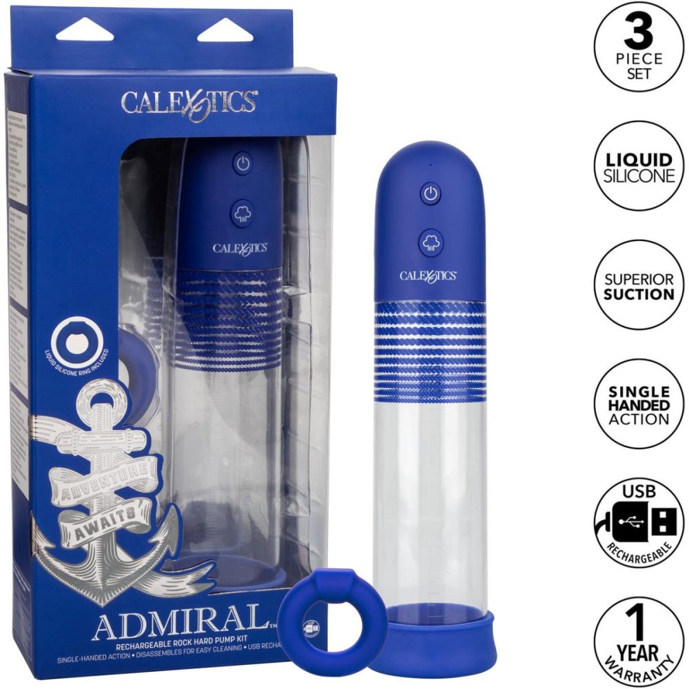 Penis Pumps | Admiral Rechargeable Rock Hard Penis Pump Kit – Blue