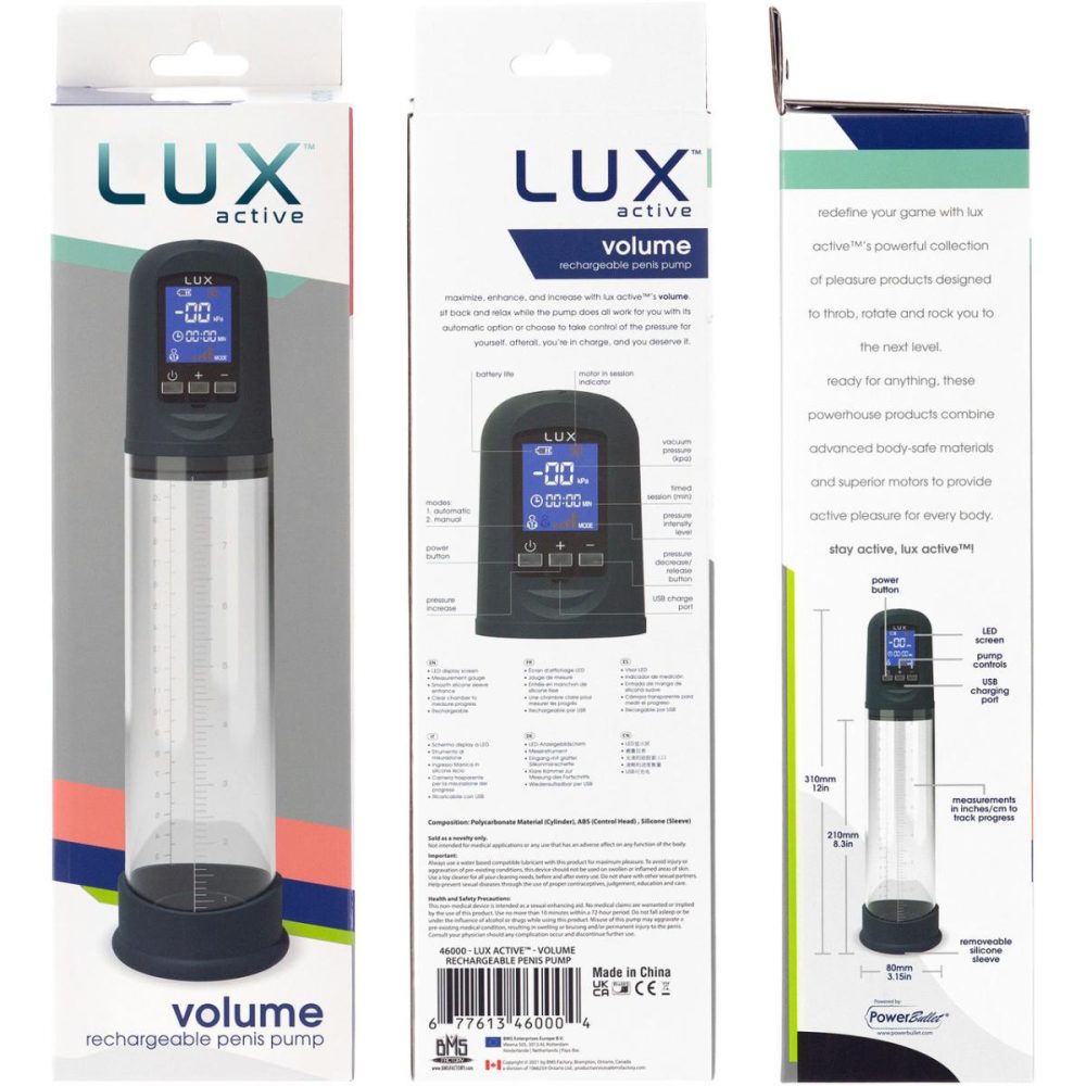 Penis Pumps | Lux Active Volume LCD Rechargeable Automatic Penis Pump