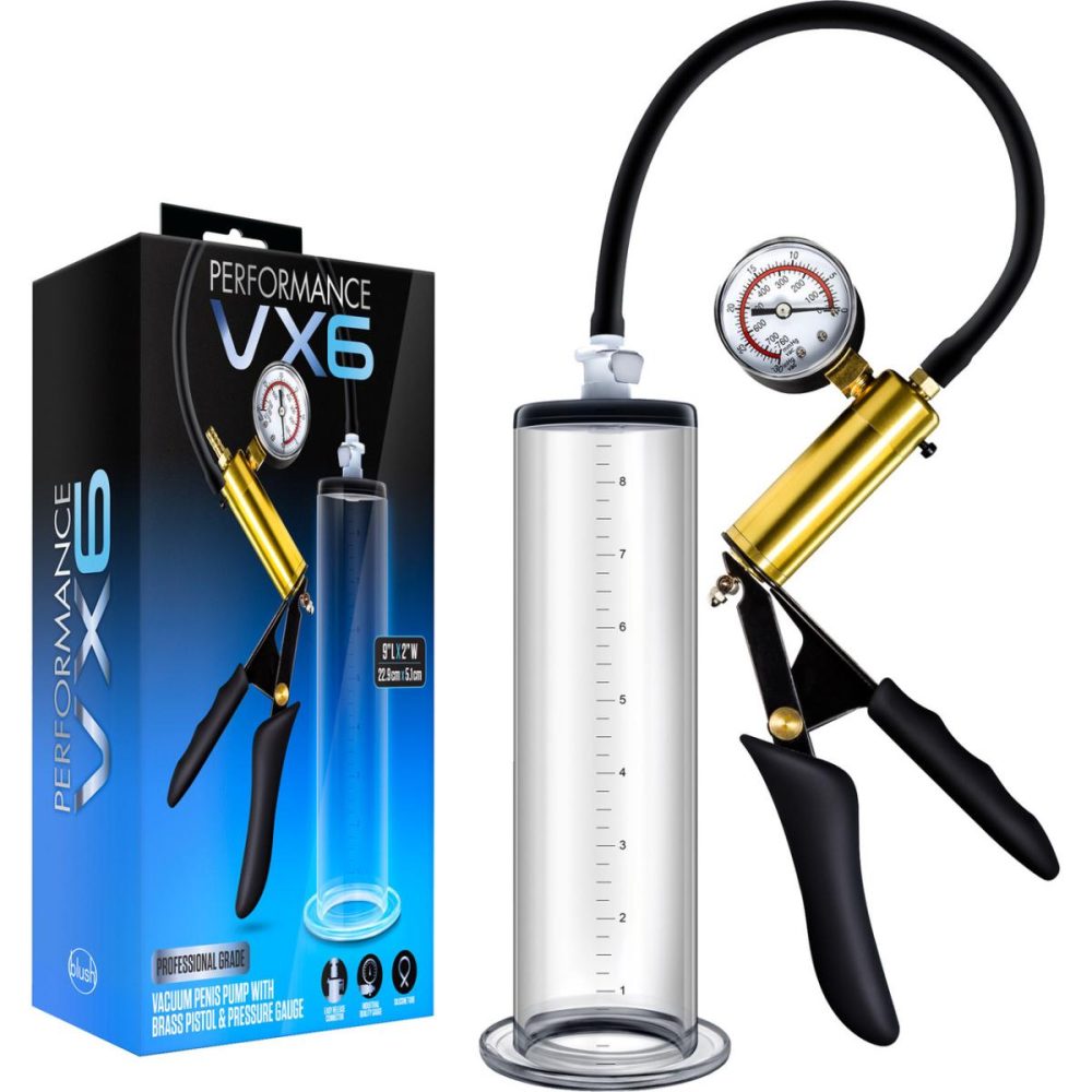 Penis Pumps | Performance VX6 Vacuum Penis Pump With Brass Pistol & Pressure Gauge – Clear