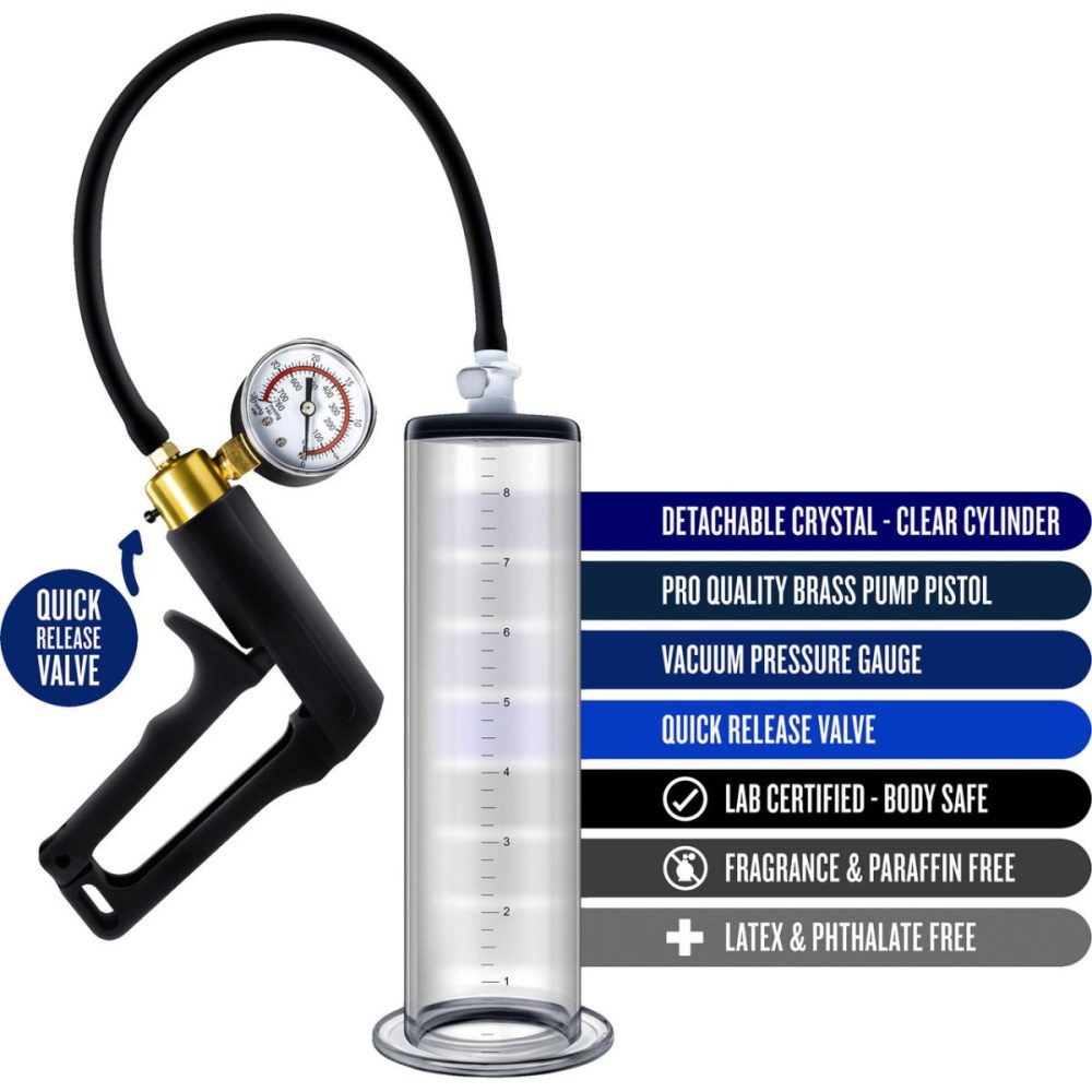 Penis Pumps | Performance VX7 Vacuum Penis Pump With Brass Pistol & Pressure Gauge – Clear